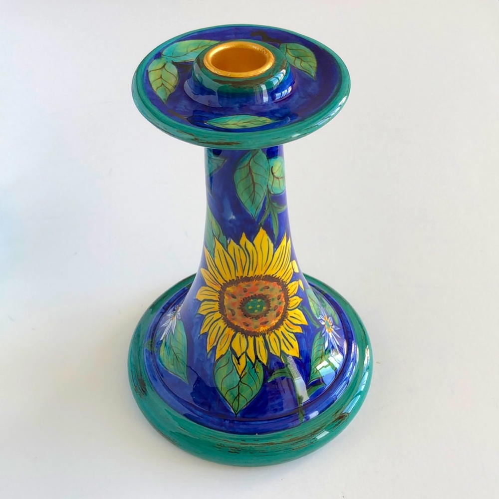 Bella Casa by Ganz Valerio Series Ceramic Daisy Sunflower Candlestick Holder